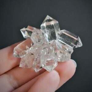 A sparkling cluster of double-terminated Herkimer Diamonds